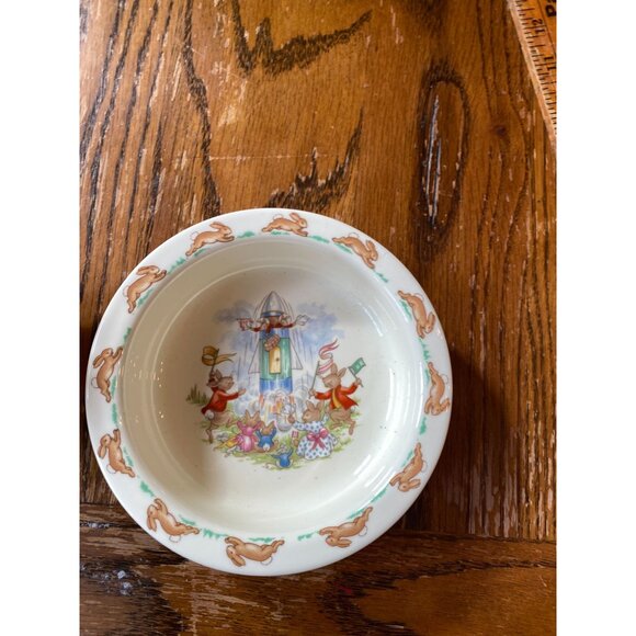 Royal Doulton Bunnykins Baby Plate & Mug Set Vintage Bone China England Bunny Sc - Picture 3 of 9